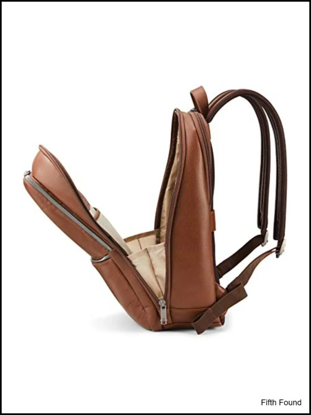 Leather Slim Laptop Backpack, 14.1